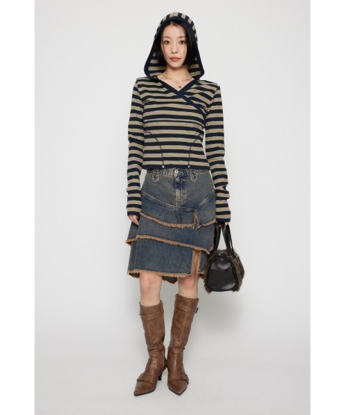 LAGUA GEM（ラグアジェム）の「RONDOM HEM CUT OFF デニムスカート（デニムスカート・レディース・ブラック/ブルー・MEDIUM/SMALL/X-SMALL）」の8枚目の写真