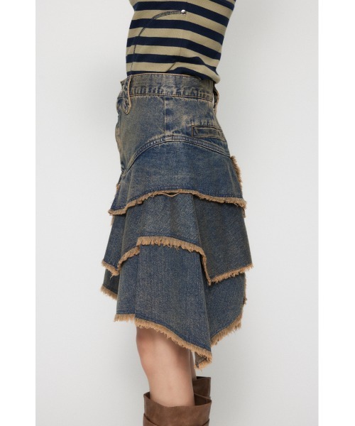 LAGUA GEM（ラグアジェム）の「RONDOM HEM CUT OFF デニムスカート（デニムスカート・レディース・ブラック/ブルー・MEDIUM/SMALL/X-SMALL）」の10枚目の写真