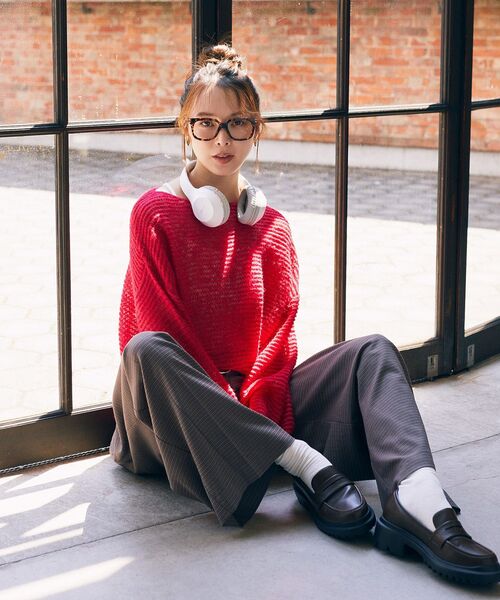 earth music&ecology（アースミュージックアンドエコロジー）の「ふんわりシアープルオーバー（Tシャツ/カットソー・レディース・グレー/ブラック/アイボリー/レッド・FREE）」の8枚目の写真