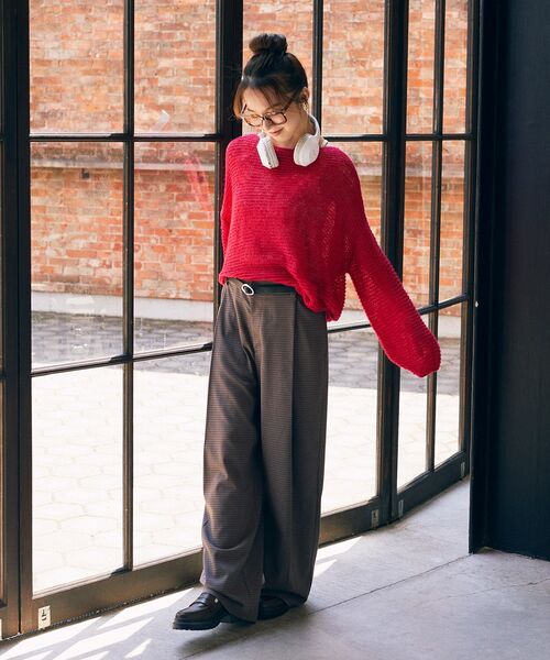 earth music&ecology（アースミュージックアンドエコロジー）の「ふんわりシアープルオーバー（Tシャツ/カットソー・レディース・グレー/ブラック/アイボリー/レッド・FREE）」の11枚目の写真