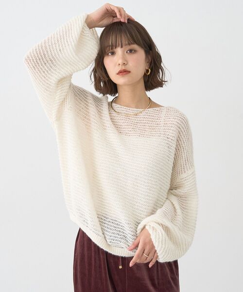 earth music&ecology（アースミュージックアンドエコロジー）の「ふんわりシアープルオーバー（Tシャツ/カットソー・レディース・グレー/ブラック/アイボリー/レッド・FREE）」の13枚目の写真