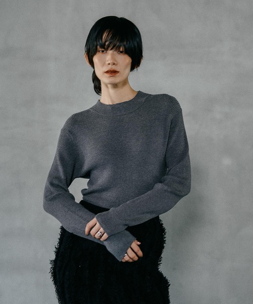 LEPSIM（レプシィム）の「12ゲージハイネックリブプルオーバー2　582379（ニット/セーター・レディース・オフホワイト/チャコールグレー/レッド/ブラック/ホワイト×ブラック・FREE）」の4枚目の写真