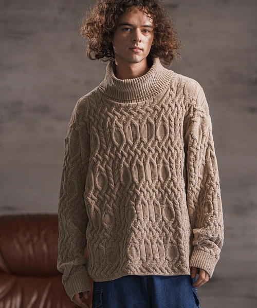 mn3184- モール風タートルネックセーター(25183CM)（ニット/セーター