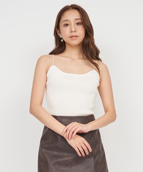 ROYAL PARTY(ロイヤルパーティー)の「ウォッシャブルニットキャミソール(ニット/セーター・レディース・ブラック/マルチ/オフホワイト/グレー/ボルドー・FREE)」の2枚目の写真