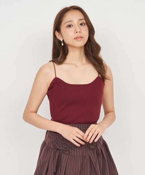 ROYAL PARTY(ロイヤルパーティー)の「ウォッシャブルニットキャミソール(ニット/セーター・レディース・ブラック/マルチ/オフホワイト/グレー/ボルドー・FREE)」の4枚目の写真
