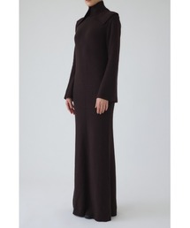 Long high collar knit dress ロングハイカラーニットドレス