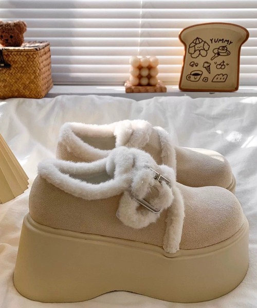 セール】もこもこファー×厚底デザイン ガーリーに履ける冬のあったか
