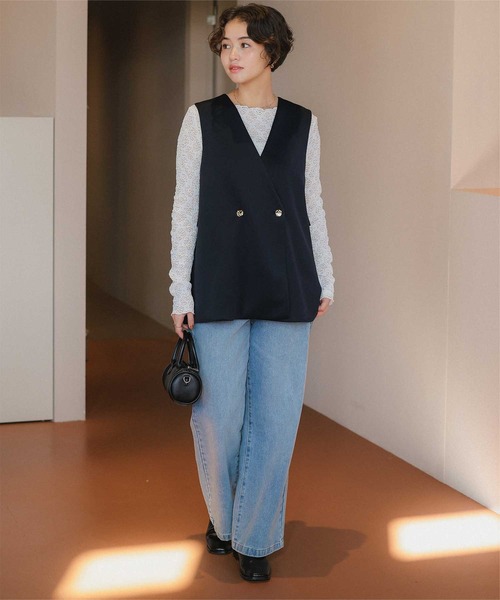 titivate（ティティベイト）の「バックフレアAラインベスト（ベスト・レディース・ブラック/ホワイト系その他/ネイビー・L/M/S）」の18枚目の写真