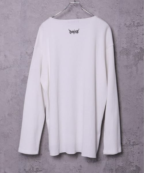 Amilige(アミリージュ)の「ワッフルコウモリプリントトップス(Tシャツ/カットソー・レディース・ブラック/ホワイト・FREE)」の12枚目の写真