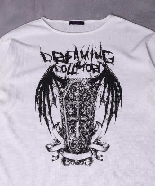 Amilige(アミリージュ)の「ワッフルコウモリプリントトップス(Tシャツ/カットソー・レディース・ブラック/ホワイト・FREE)」の19枚目の写真
