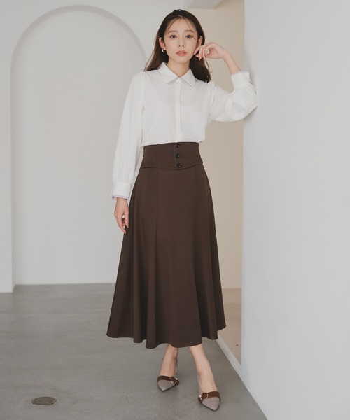 セール】2025秋冬新作 パイピングコルセットベルトAラインスカート
