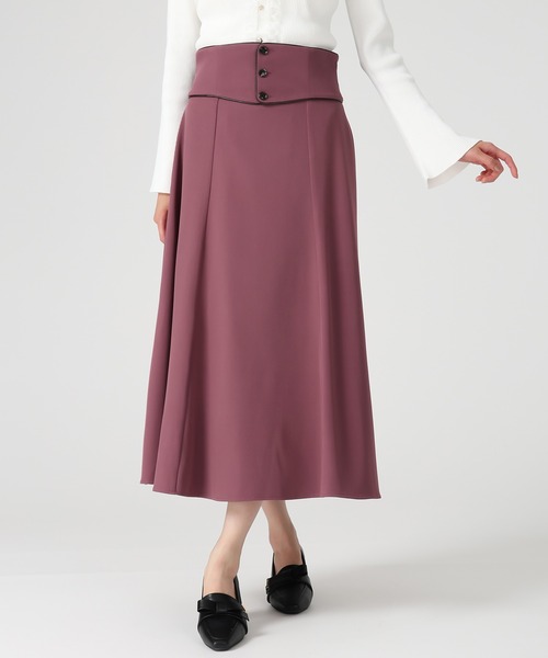 セール】2025秋冬新作 パイピングコルセットベルトAラインスカート