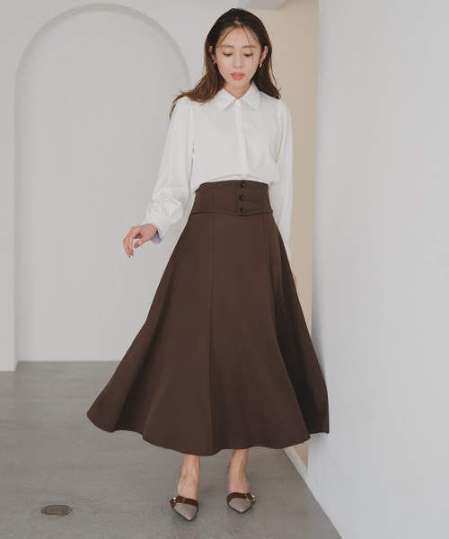 セール】2025秋冬新作 パイピングコルセットベルトAラインスカート