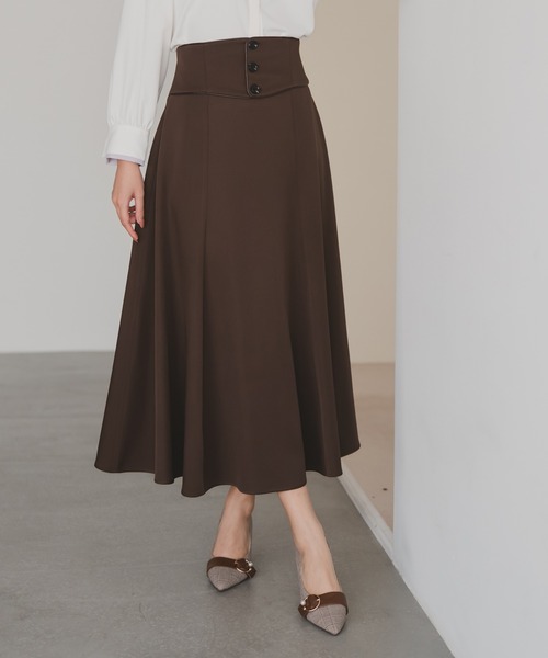 セール】2025秋冬新作 パイピングコルセットベルトAラインスカート