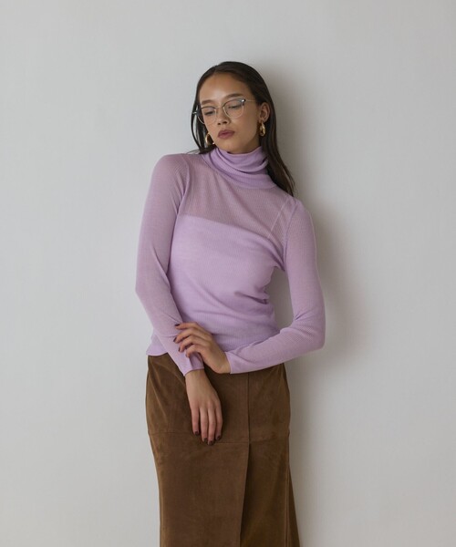 ロンハーマン　シアーリブニットトップ moment+｜12Gクルーネック袖シアーリブニットプルオーバー | Rakuten