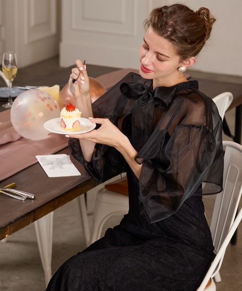 【専用】★超美品 MILLY ブラック シースルーボレロ リボンシースルーボレロ | ファッション通販サイト NUGU
