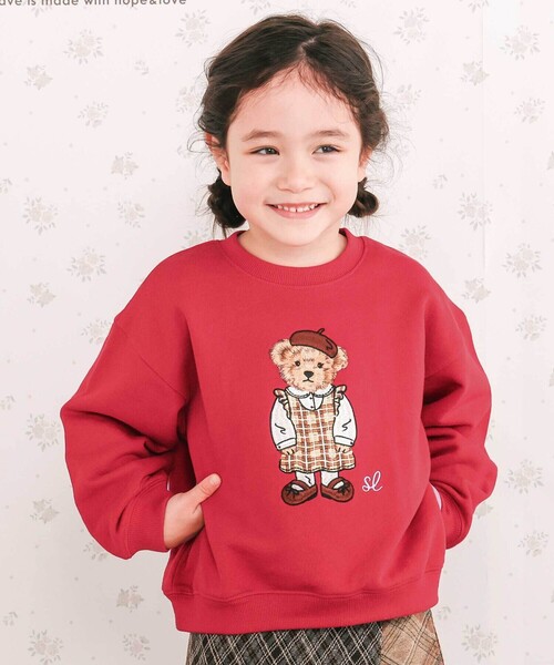 SLAP SLIP（スラップスリップ）の「アニマルいろいろクマさん刺しゅうトレーナー(80~130cm)（スウェット・キッズ・オフホワイト/ネイビー/レッド・120cm/80ｃｍ/110cm/100cm/130cm/90cm）」の3枚目の写真