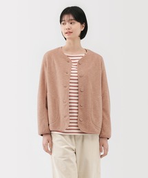 婦人 素材に還るフリースカーディガン