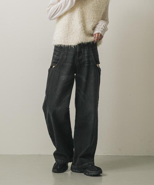 セール】『WEB/一部店舗限定サイズ』サイドカットアウトデニム（デニム