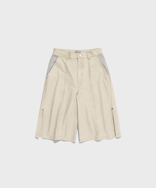 CONZ(コンズ)の「PANEL HALF PANTS(デニムパンツ・レディース・オフホワイト/ブラック・2/1)」の2枚目の写真