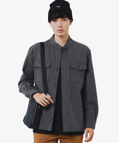 LACOSTE(ラコステ)の「ウールブレンドメルトン スタンドカラーシャツブルゾン(シャツ/ブラウス・メンズ・チャコールグレー/グレー/ブラック・40/38/39/41)」の1枚目の写真