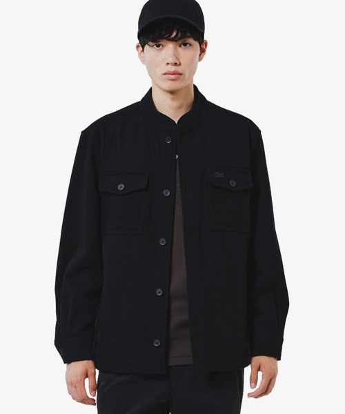 LACOSTE(ラコステ)の「ウールブレンドメルトン スタンドカラーシャツブルゾン(シャツ/ブラウス・メンズ・チャコールグレー/グレー/ブラック・40/38/39/41)」の2枚目の写真