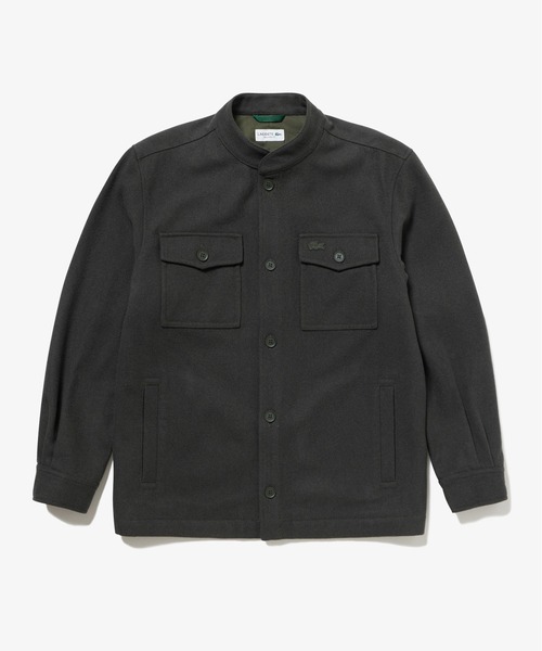 セール】ウールブレンドメルトン スタンドカラーシャツブルゾン