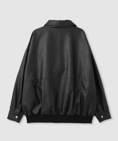 NAVY(ネイビー)の「NAVY レザー風オーバーシルエットブルゾン(ブルゾン・メンズ・ブラック・S/M/L/XL)」の19枚目の写真