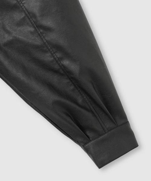 NAVY(ネイビー)の「NAVY レザー風オーバーシルエットブルゾン(ブルゾン・メンズ・ブラック・S/M/L/XL)」の21枚目の写真