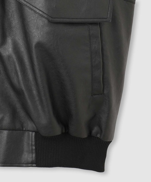 NAVY(ネイビー)の「NAVY レザー風オーバーシルエットブルゾン(ブルゾン・メンズ・ブラック・S/M/L/XL)」の22枚目の写真