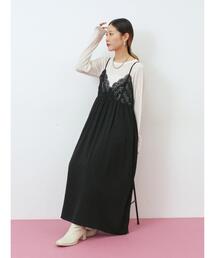 Samansa Mos2 blue | 胸レースキャミワンピース(ワンピース)