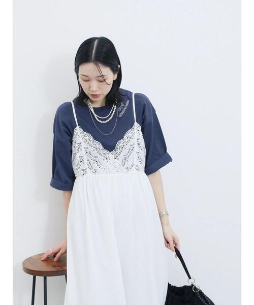 Samansa Mos2 blue（サマンサモスモスブルー）の「胸レースキャミワンピース（ワンピース・レディース・ブラウン/オフホワイト/ブラック・F）」の14枚目の写真