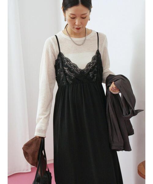 Samansa Mos2 blue（サマンサモスモスブルー）の「胸レースキャミワンピース（ワンピース・レディース・ブラウン/オフホワイト/ブラック・F）」の21枚目の写真