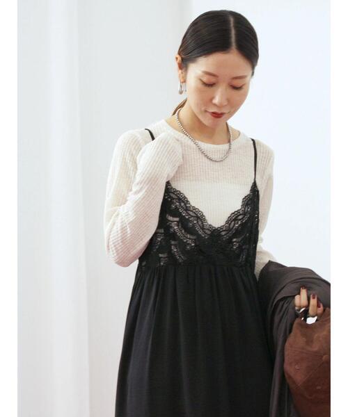 Samansa Mos2 blue（サマンサモスモスブルー）の「胸レースキャミワンピース（ワンピース・レディース・ブラウン/オフホワイト/ブラック・F）」の5枚目の写真