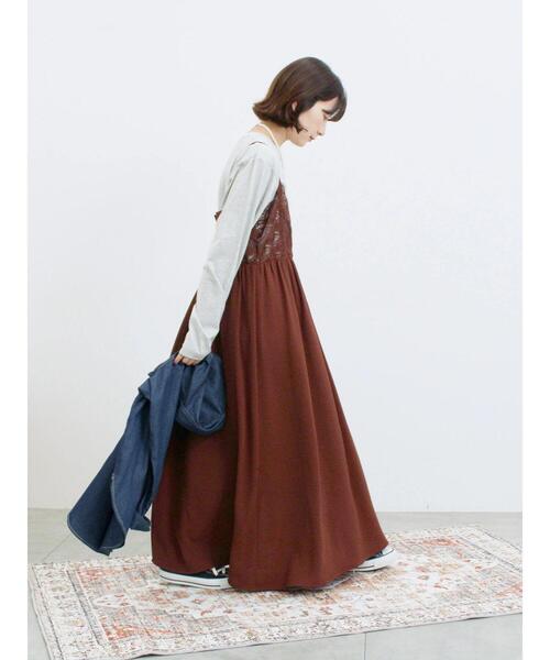 Samansa Mos2 blue（サマンサモスモスブルー）の「胸レースキャミワンピース（ワンピース・レディース・ブラウン/オフホワイト/ブラック・F）」の19枚目の写真