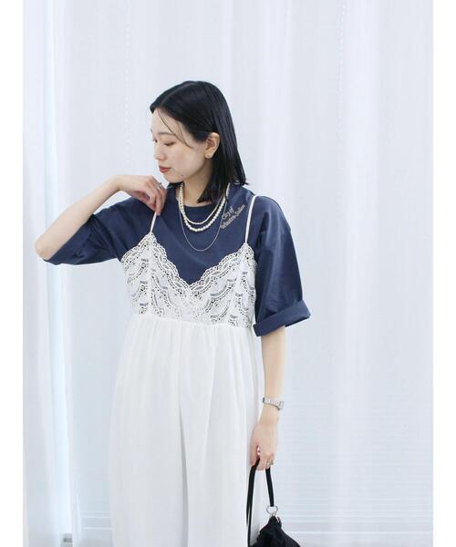 Samansa Mos2 blue（サマンサモスモスブルー）の「胸レースキャミワンピース（ワンピース・レディース・ブラウン/オフホワイト/ブラック・F）」の16枚目の写真