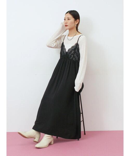 Samansa Mos2 blue（サマンサモスモスブルー）の「胸レースキャミワンピース（ワンピース・レディース・ブラウン/オフホワイト/ブラック・F）」の8枚目の写真