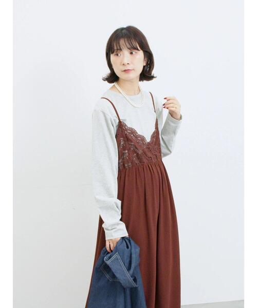 Samansa Mos2 blue（サマンサモスモスブルー）の「胸レースキャミワンピース（ワンピース・レディース・ブラウン/オフホワイト/ブラック・F）」の15枚目の写真