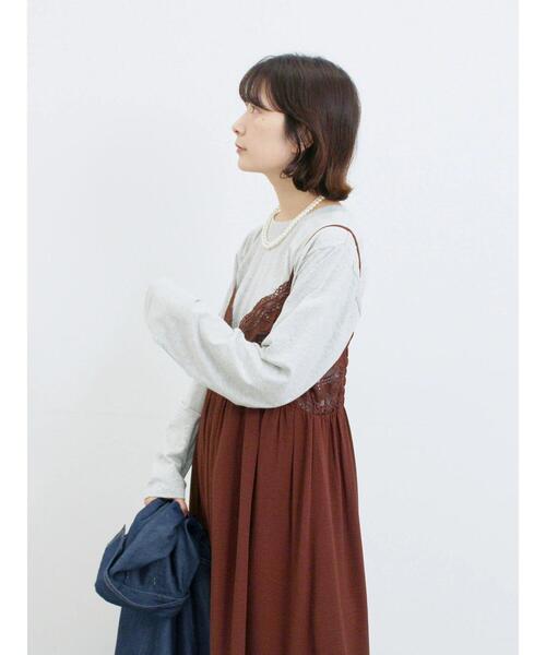 Samansa Mos2 blue（サマンサモスモスブルー）の「胸レースキャミワンピース（ワンピース・レディース・ブラウン/オフホワイト/ブラック・F）」の7枚目の写真