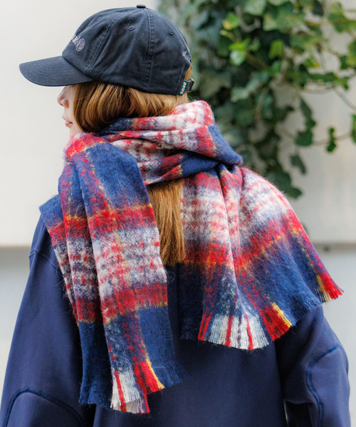 Pierre Quioc / ピエールキオック】モヘア混チェックストール