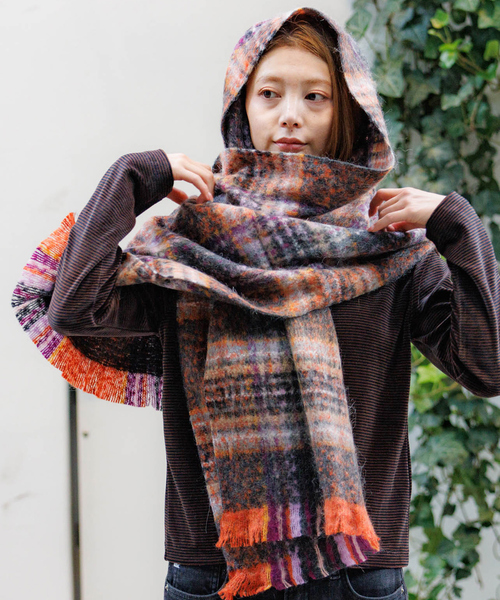 Pierre Quioc / ピエールキオック】モヘア混チェックストール