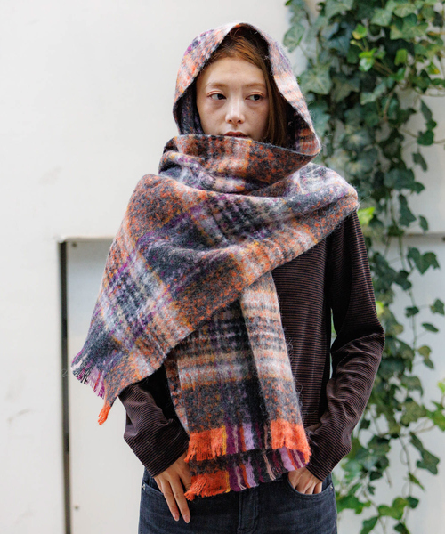 Pierre Quioc / ピエールキオック】モヘア混チェックストール
