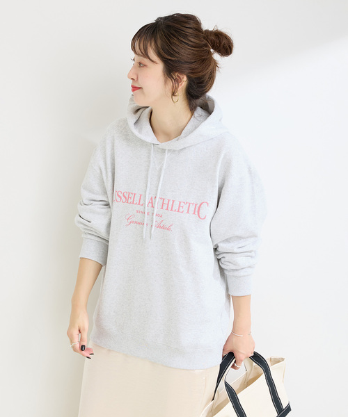 Russell Athletic(ラッセルアスレティック)の「RUSSELL ATHLETIC / ラッセル・アスレティック 別注 裏毛ロゴフーディー(スウェット・レディース・チャコールグレー/ブルー/ブラック/ホワイト/レッド・FREE)」の15枚目の写真