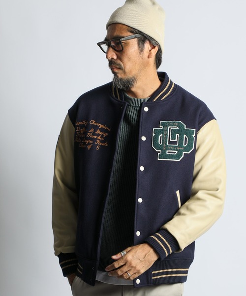 The DUFFER of ST.GEORGE（ザダファーオブセントジョージ）の「VARSITY JACKET：バーシティジャケット スタジャン（スタジャン・メンズ・バーガンディー/ネイビー・SMALL/MEDIUM/LARGE/X-LARGE）」の2枚目の写真