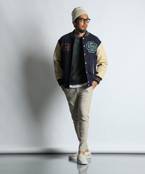 The DUFFER of ST.GEORGE（ザダファーオブセントジョージ）の「VARSITY JACKET：バーシティジャケット スタジャン（スタジャン・メンズ・バーガンディー/ネイビー・SMALL/MEDIUM/LARGE/X-LARGE）」の4枚目の写真