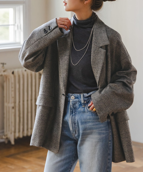 追加》オーバーサイズチェックジャケット（テーラードジャケット