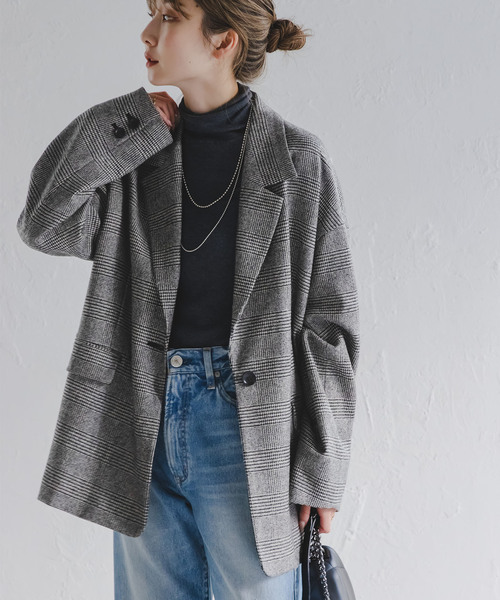 追加》オーバーサイズチェックジャケット（テーラードジャケット