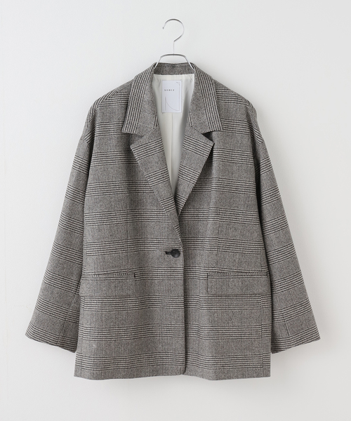 今季【新品】nobleオーバーサイズチェックジャケット ノーブル NOBLE オーバーサイズチェックジャケット （グレーA