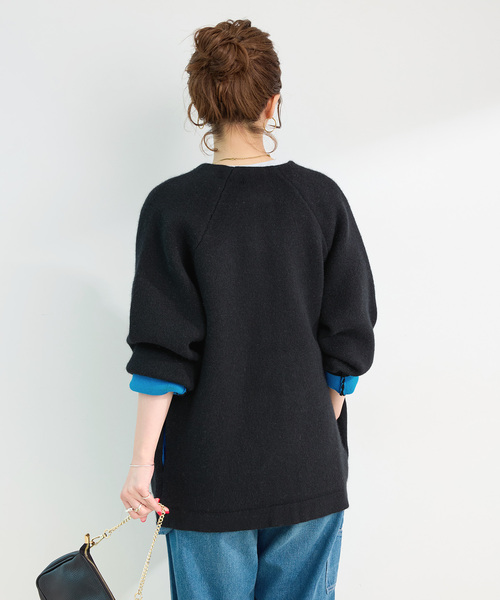 B.C STOCK(ベーセーストック)の「《追加3》2層スムース編みロングカーディガン(カーディガン/ボレロ・レディース・グレー/ブラック・FREE)」の10枚目の写真