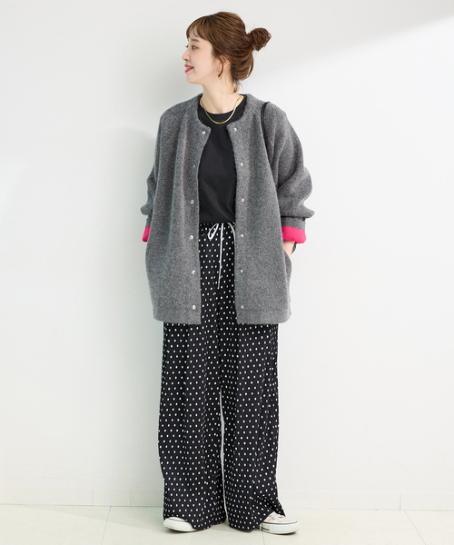 B.C STOCK(ベーセーストック)の「《追加3》2層スムース編みロングカーディガン(カーディガン/ボレロ・レディース・グレー/ブラック・FREE)」の13枚目の写真